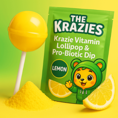 Picture of Kids Immunity Kit - Lemon Vitamin Lollipops + Probiotics | The Krazies